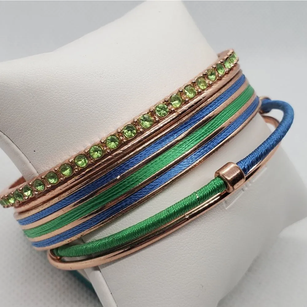 Jessica Simpson Blue, Green, & Rose Gold Bracelets - Image 4
