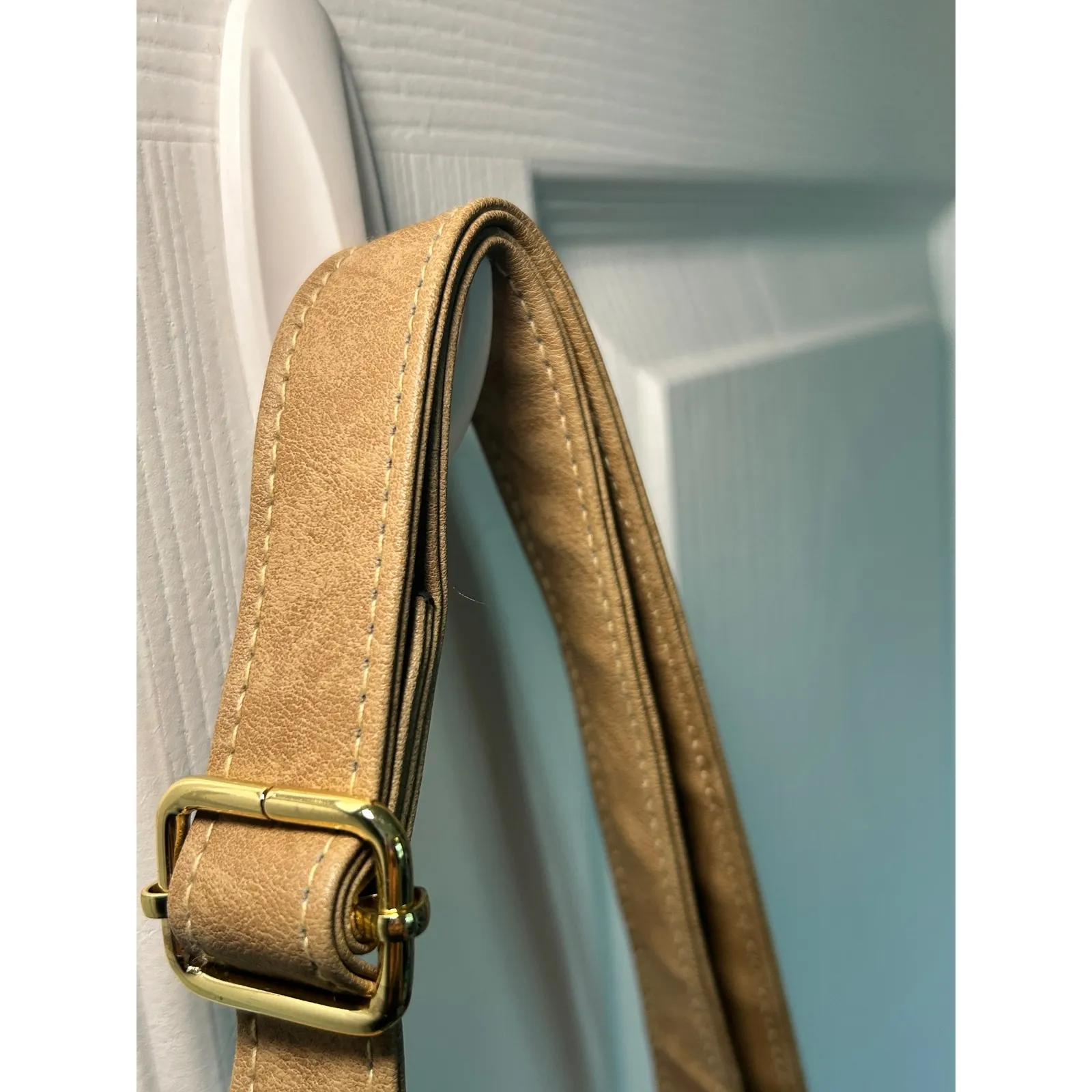 Stone & Co Crossbody Beige Tan Leather Shoulder Bag Multi Pocket‎ Travel Purse - Image 6