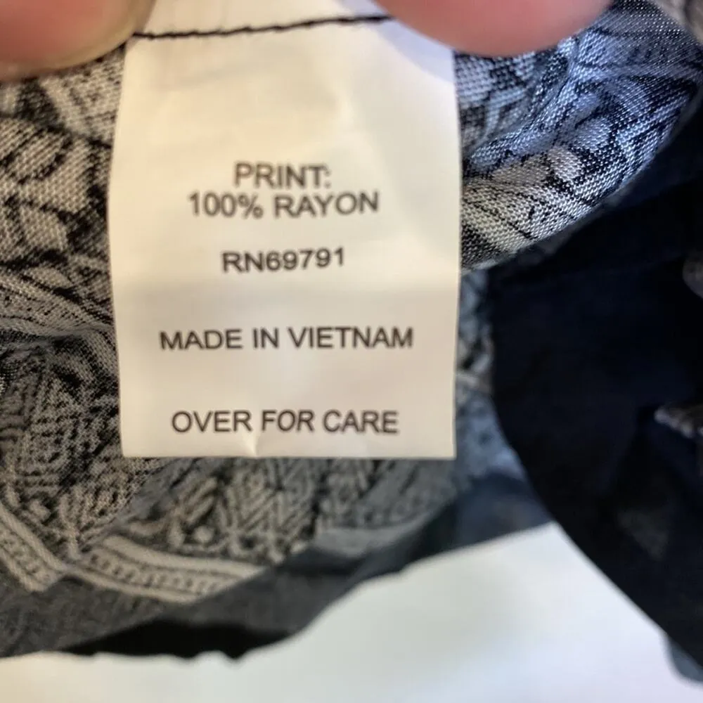 Fig and Flower Women’s All Over Print Boho Tunic Abstract Floral Indian EUC Sz M Black Size M - Image 6