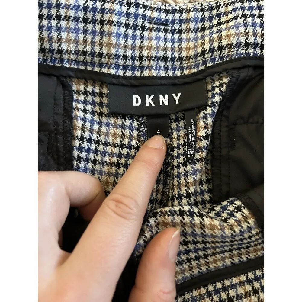 DKNY Women’s Houndstooth Plaid Dress Pants Sz 4 Career Workwear Preppy Academia - Image 7