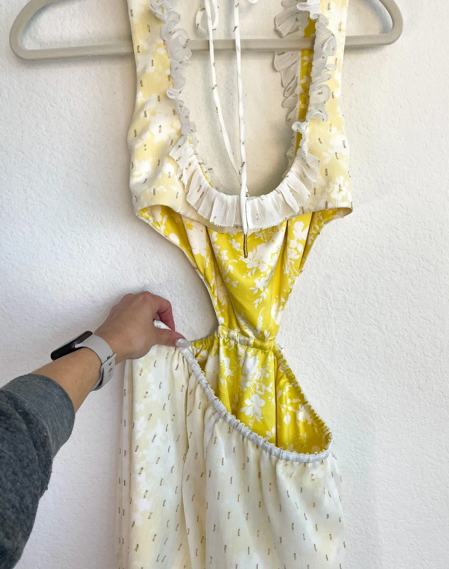 Tularosa Revolve White Yellow Sheer Cut Out Jumpsuit  - Image 9