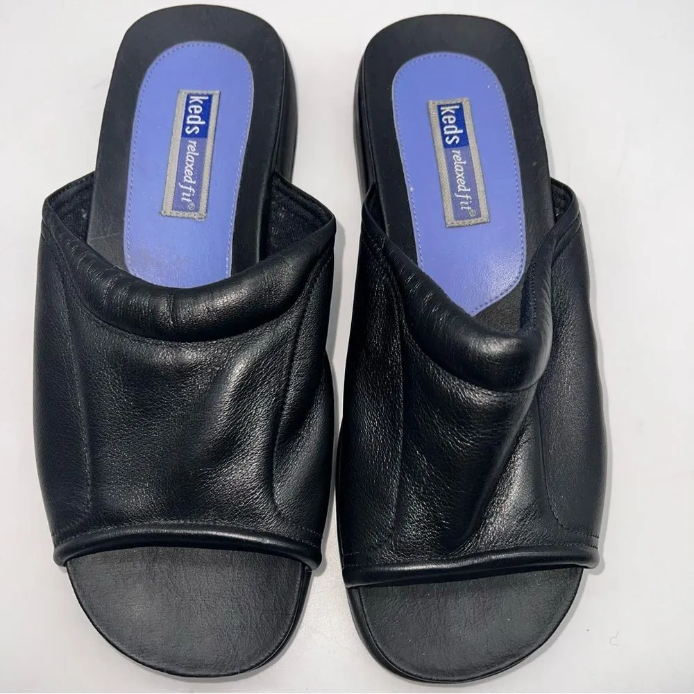 Keds Relaxed Fit Black Leather Slide w/Rubber Outsole Casual Sandal Size 7 1/2M - Image 7