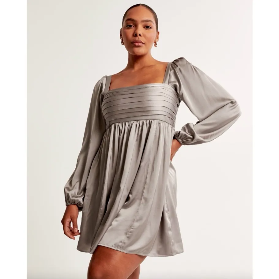 Abercrombie & Fitch Emerson Satin Long-Sleeve Mini Dress - Image 2