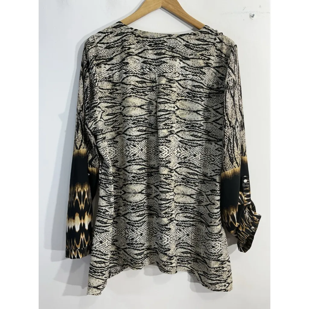 Womans Ny Collection Long Sleeve Pullover Over Size Blouse Animal Print XL - Image 2