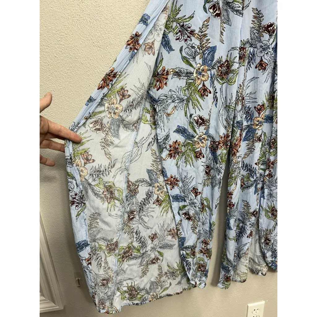 Miss Me Floral Print Wide Slit-Leg Palazzo Pants Medium Pull On Boho Hippie - Image 5