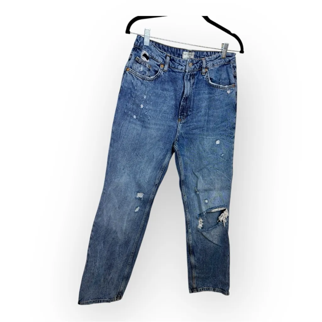 Free People We The Free Distressed Straight Leg Jeans Medium Wash 30 - Image 2