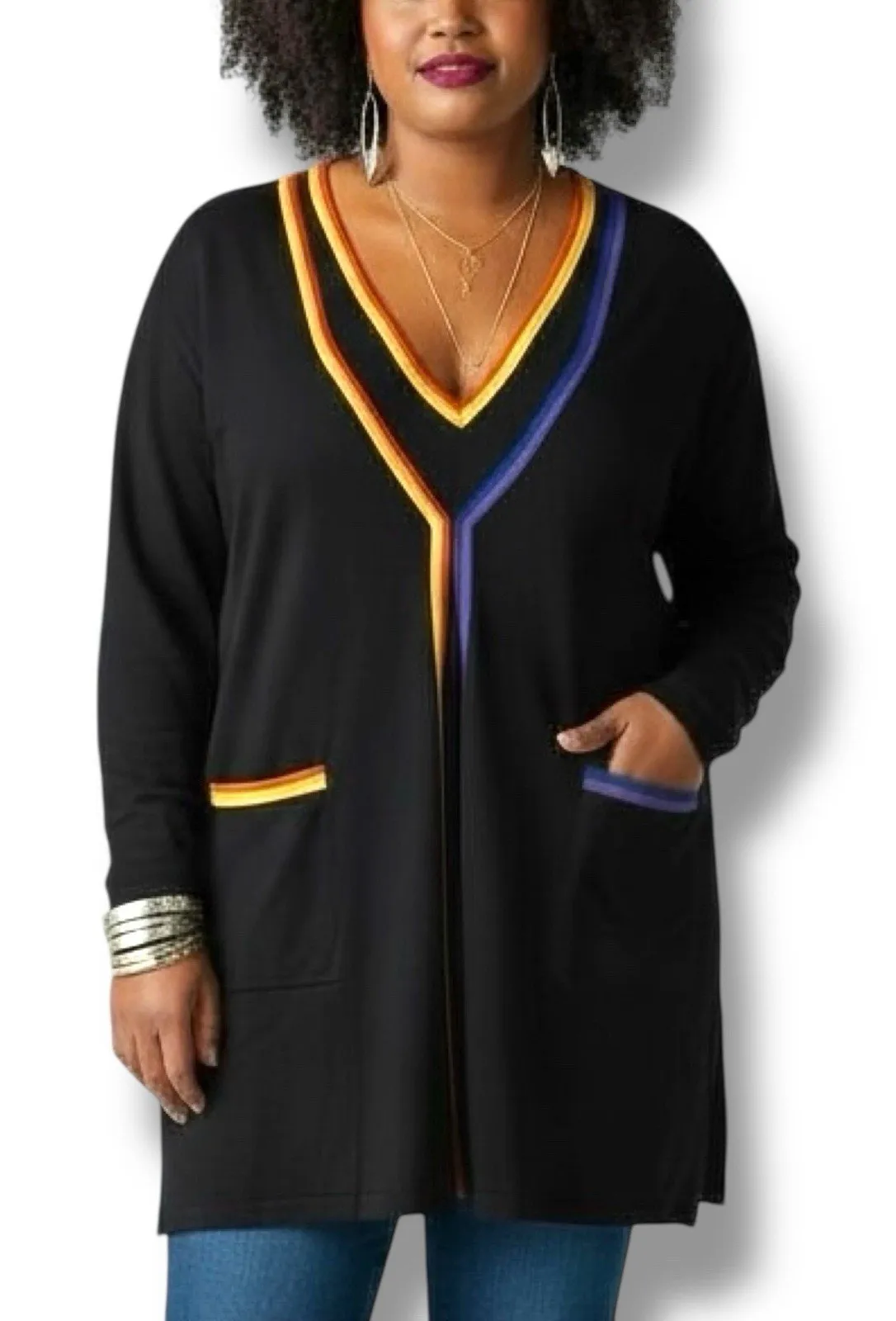 NWT Marina Rinaldi Size 2X Black Color Block Striped Sweater Set Max Mara $975 - Image 1