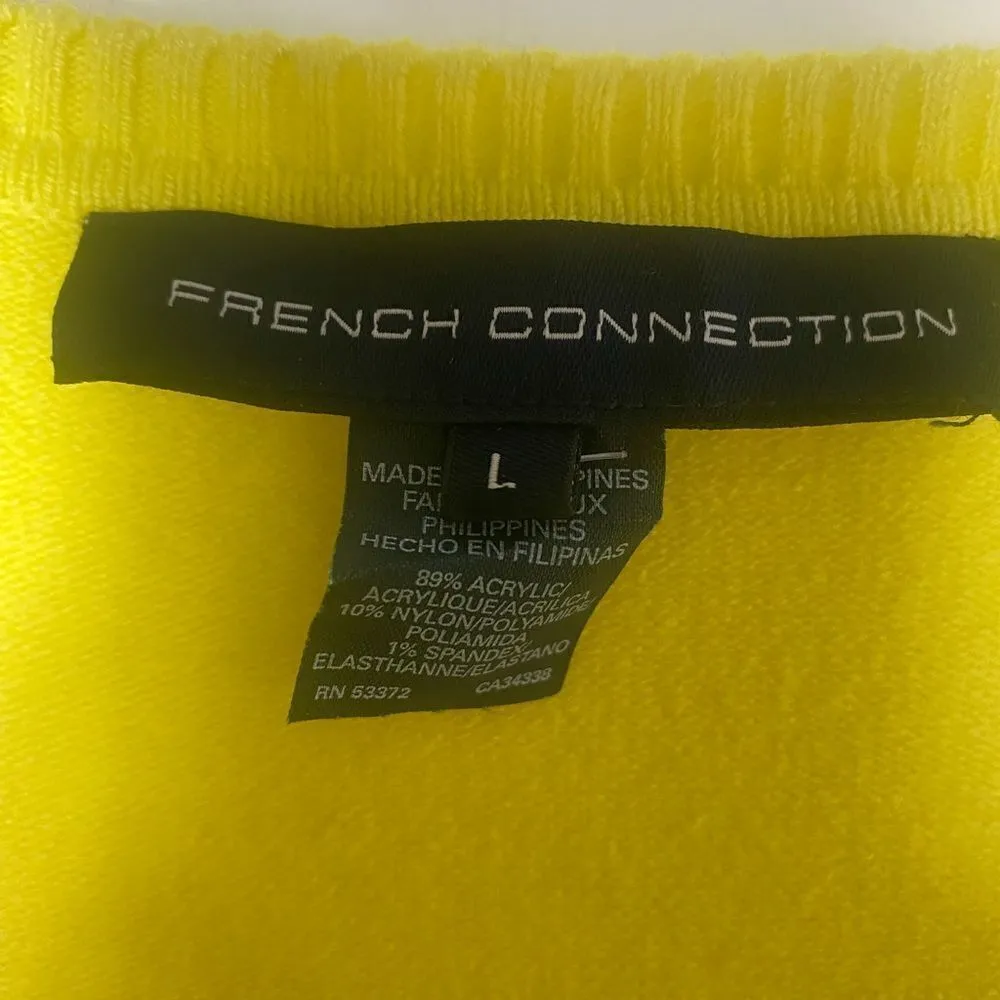 French Connection SZ L yellow v-neck sweater - Image 4