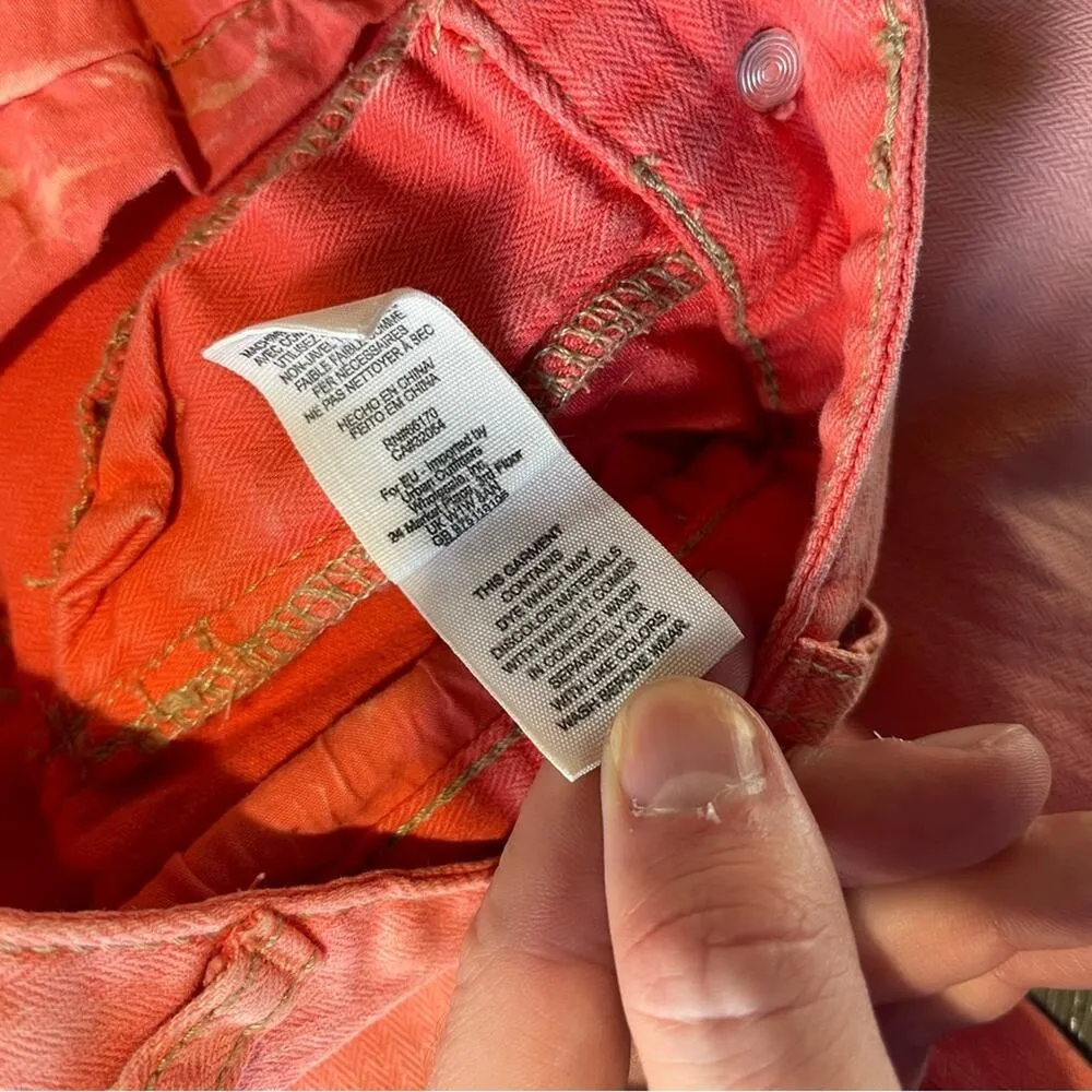 Free People Women Coral Pink Ankle Zip Stretch Skinny Slim Jeans Size 25 - Image 7