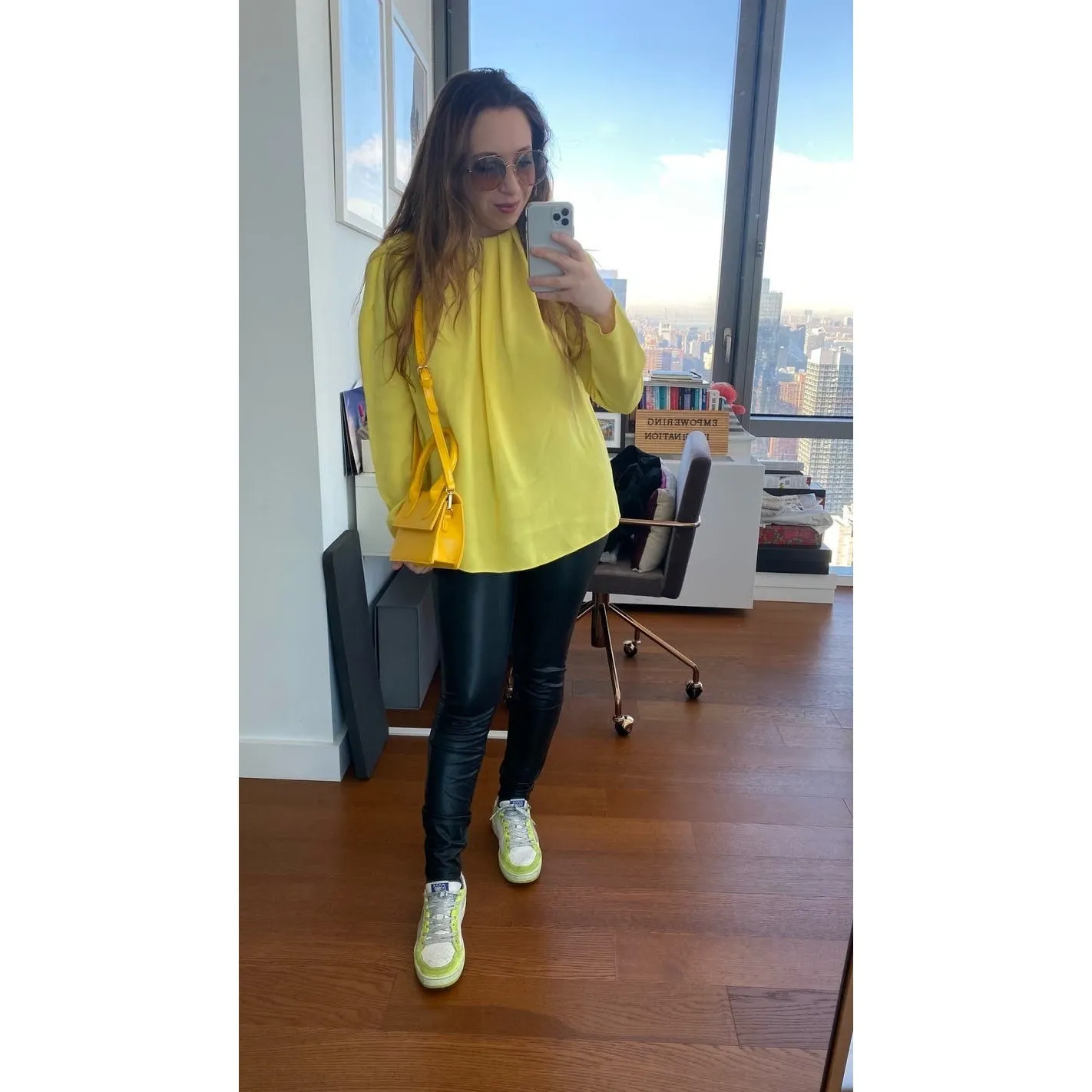 TIBI Bright Yellow Long Sleeve High Neckline Esme Back Zipper Top size 0 - Image 6