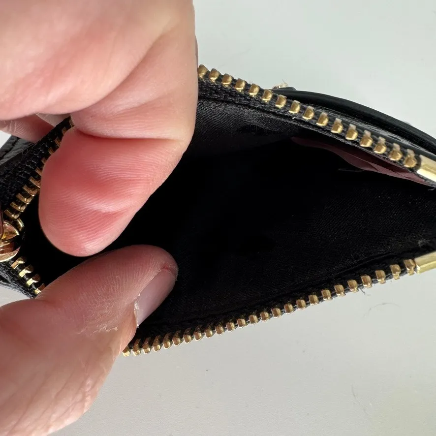 Kate Spade New York Black Leather Card Case Coin Pouch Zip Wallet - Image 4