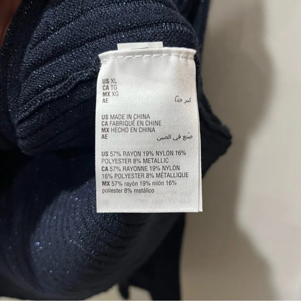 Alfani Sweater Womens Size Large Navy Blue Ribbed Metallic Knit Long Sleeve New - Image 6