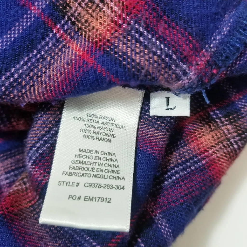 Anthropologie Cloth & Stone Blue and Red Plaid Button-Up Shirt Long Sleeves - Image 4