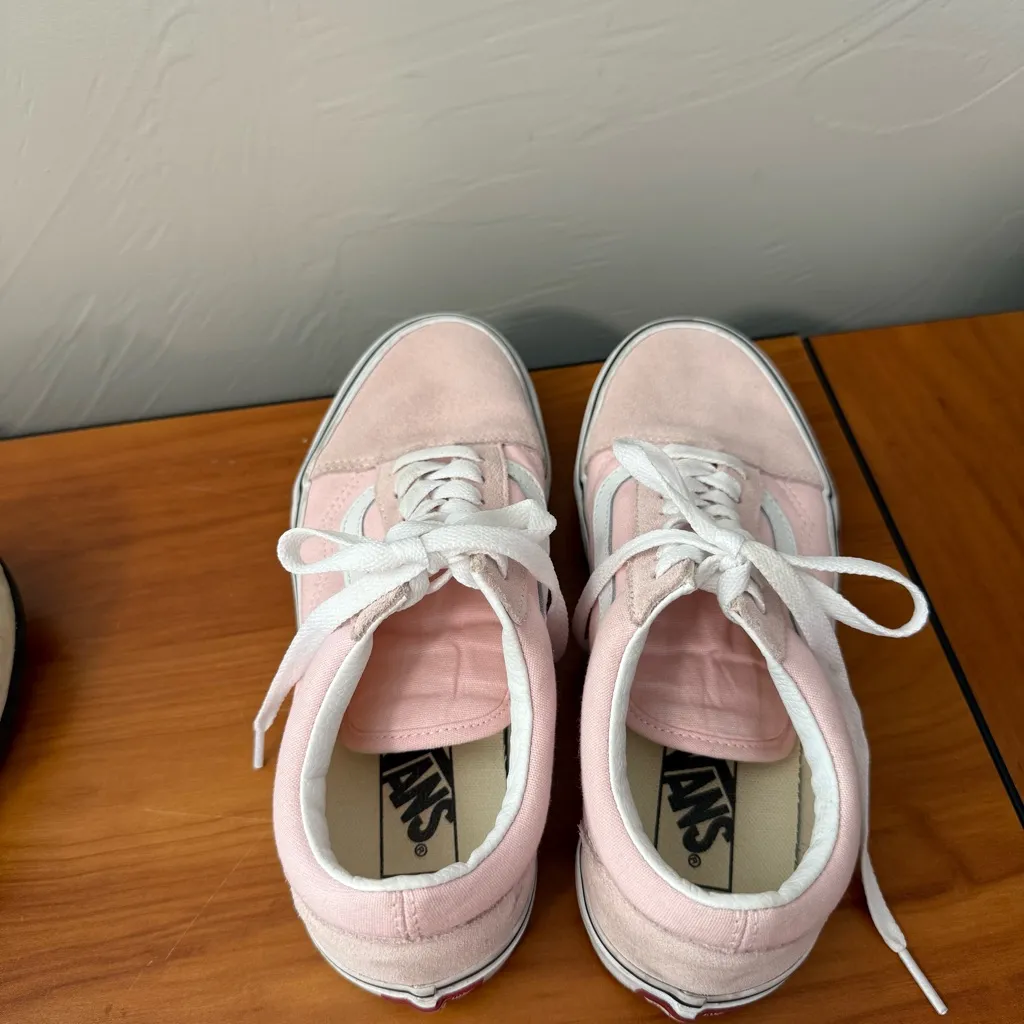Vans Old Skool Low Top Blush Light Pink White Suede Sneaker‎ Lace Up Skater W8 - Image 3
