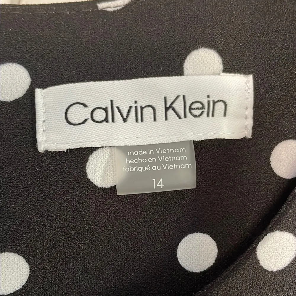 Black & White Polka Dot Knee-Length Sleeveless Dress with Pockets!! - Image 2