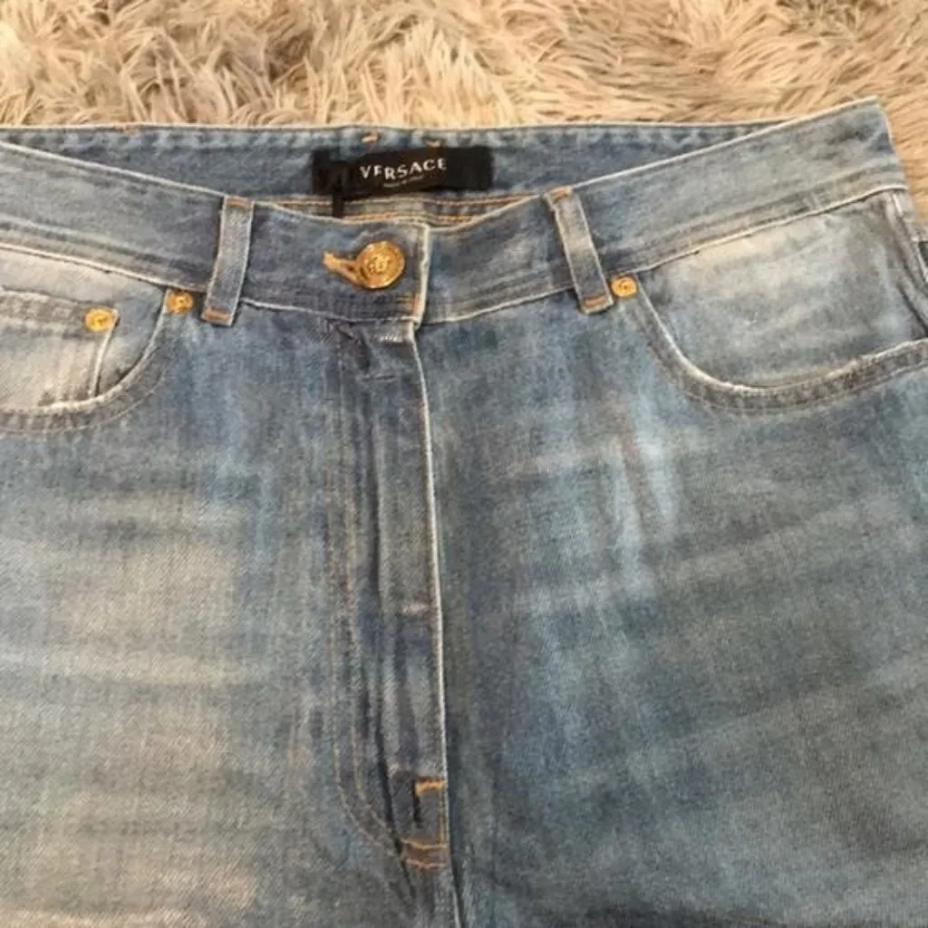 💯 New Authentic VERSACE High-Rise Cotton Jeans size 27 - Image 10