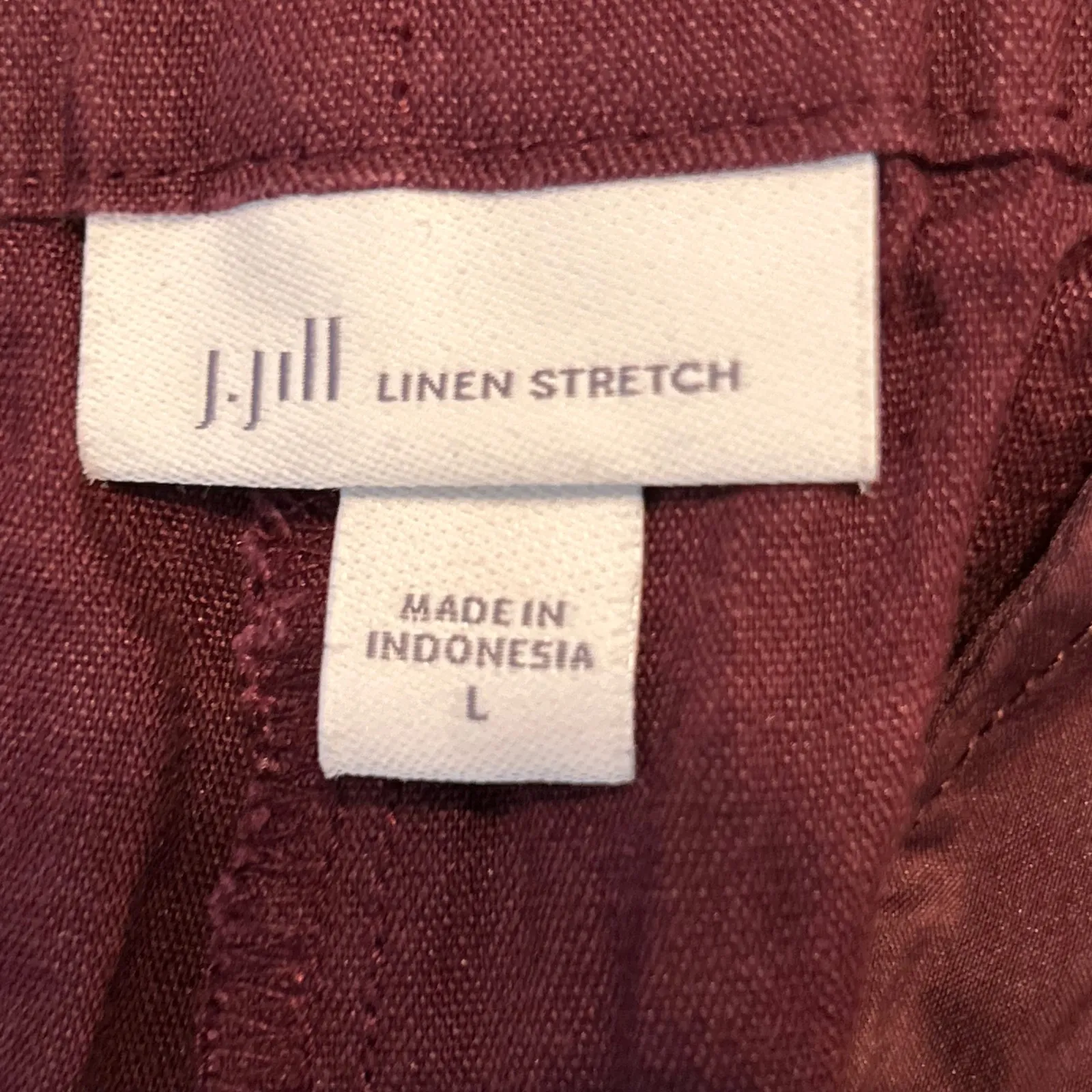 J. Jill Linen Stretch Cropped Pants Burgundy Size L - Image 3