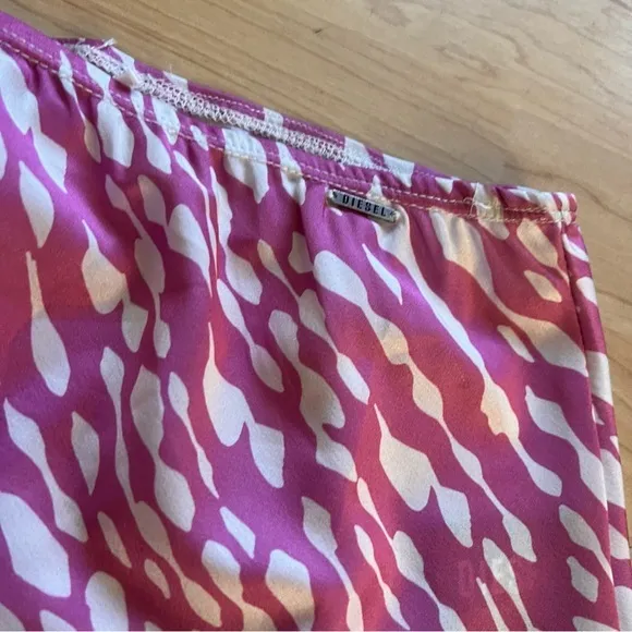 DIESEL Y2K Patterned‎ Pink Satin Midi Skirt Size Medium - Image 2