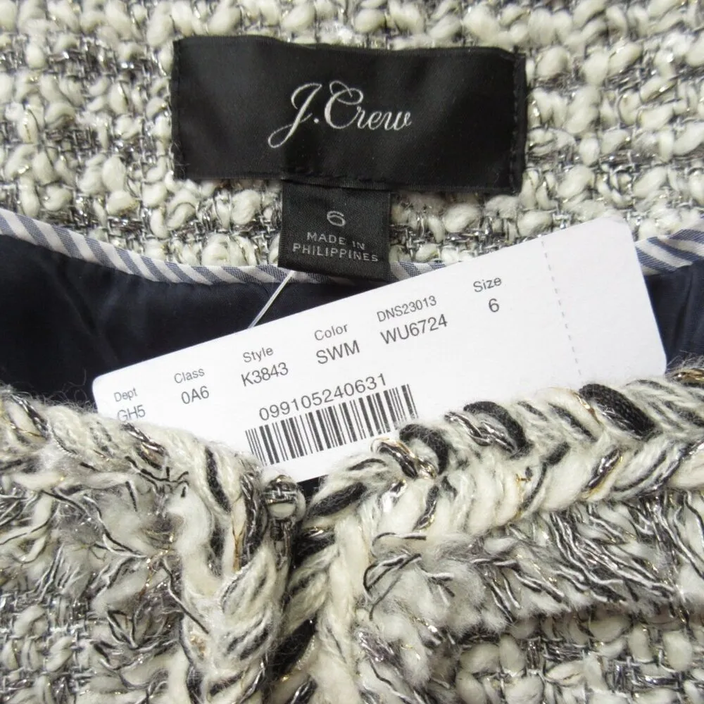 NWT J.Crew Lady Jacket in Silver White Metallic Tweed Blazer 6 - Image 6
