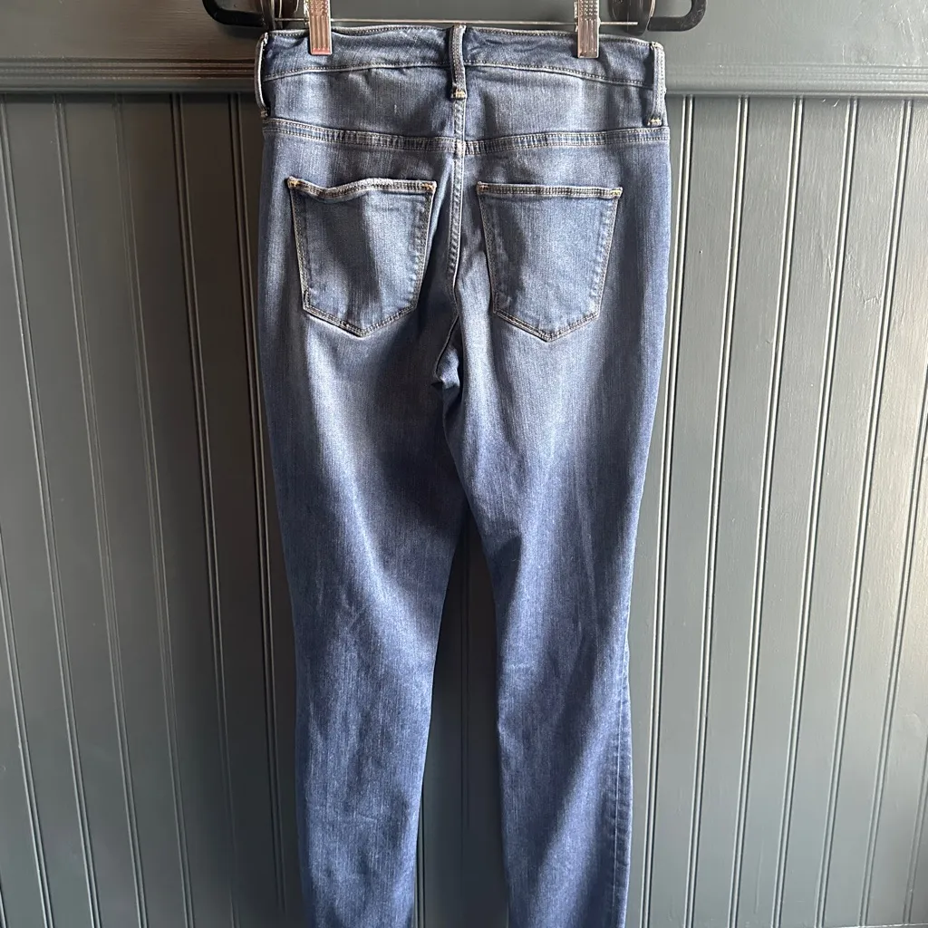 Universal Thread High Rise Skinny Dark Blue Distressed Ankle Jeans - Image 2