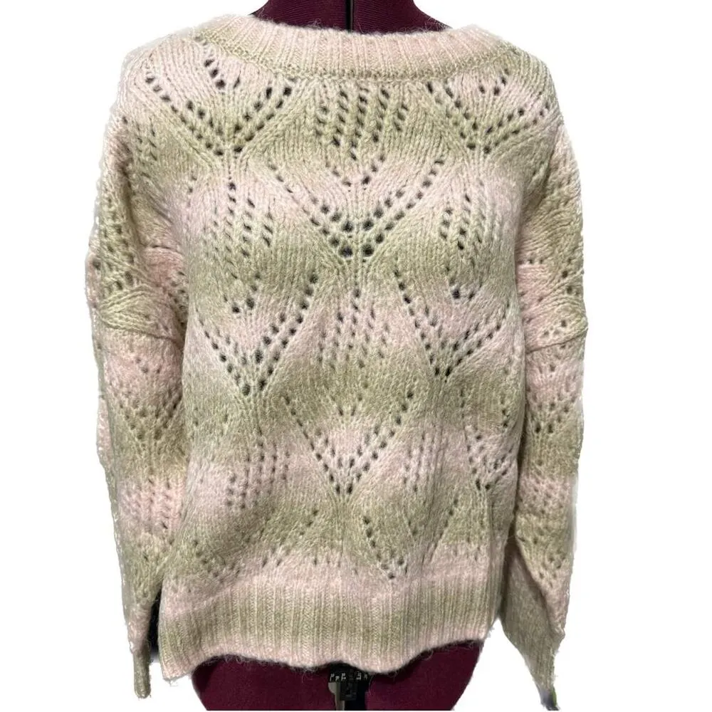 SANCTUARY Pointelle Sweater Mock Neck Pullover Pink Moonlight Multi NWT XL - Image 4