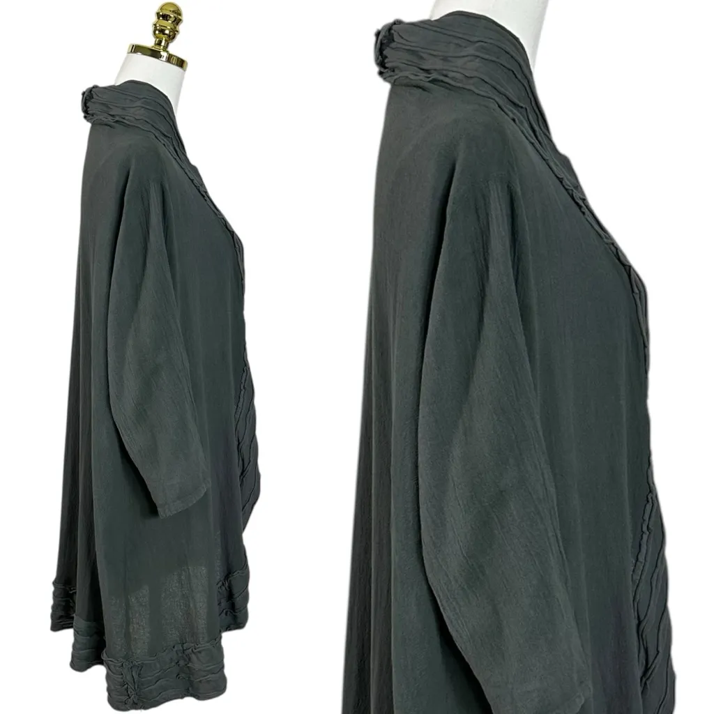 Oh My Gauze! LagenLook Bohemian Slate Gray Gauze Cardigan Kimono Small Medium - Image 3