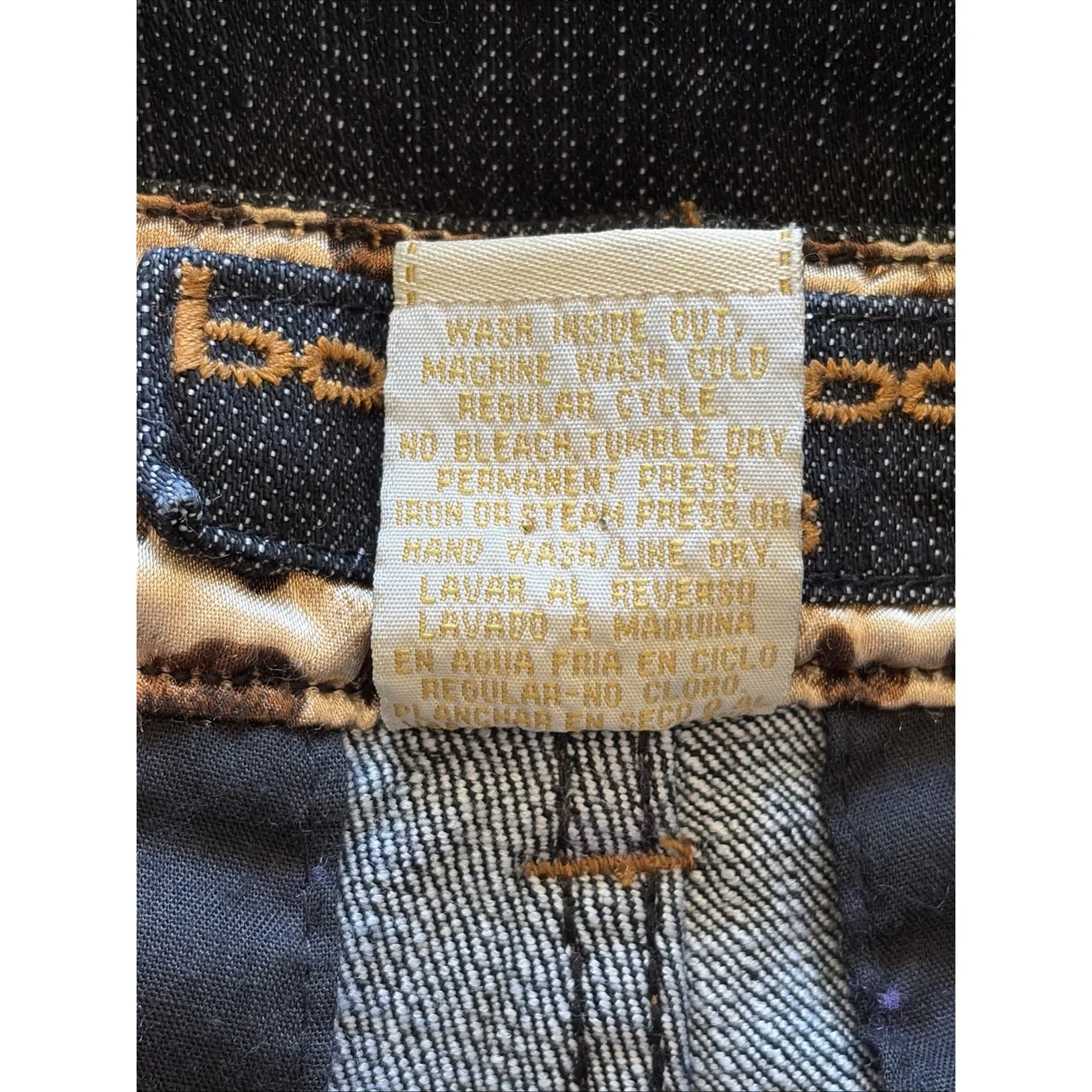 Boom Boom Jeans Dark Wash Animal Print Accent 5-Pocket Y2K Style Womens 14 - Image 13