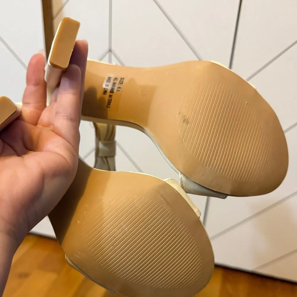 Lulus Womens 6.5 White Faux Leather Bow Ankle High Heel Bride Wedding Party Cute - Image 6