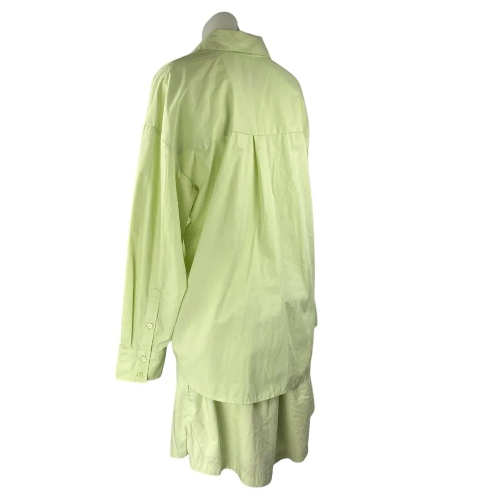 Abercrombie & Fitch Green Long Sleeve Button Shirt High Rise Shorts 2 Pc Set M/L - Image 2