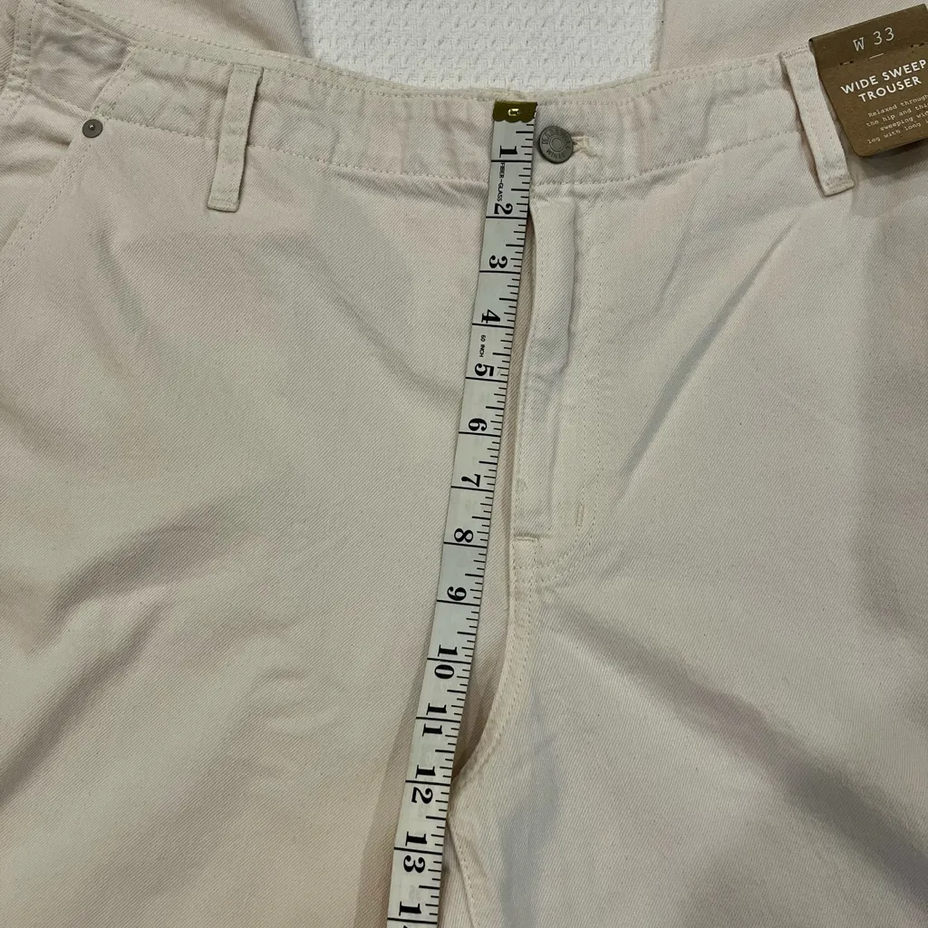 NWT Madewell Wide Sweep Trousers Wide Leg Cream Denim Jeans Size 33 FLAW - Image 9