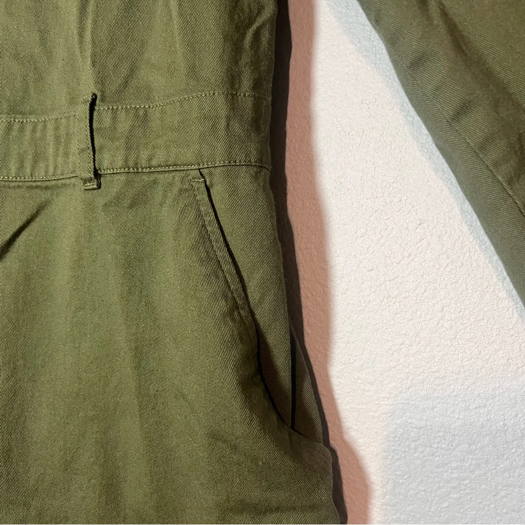 J. Crew Factory Utility Mini Shirt Dress Olive Green Size 16 Cotton Belted - Image 7