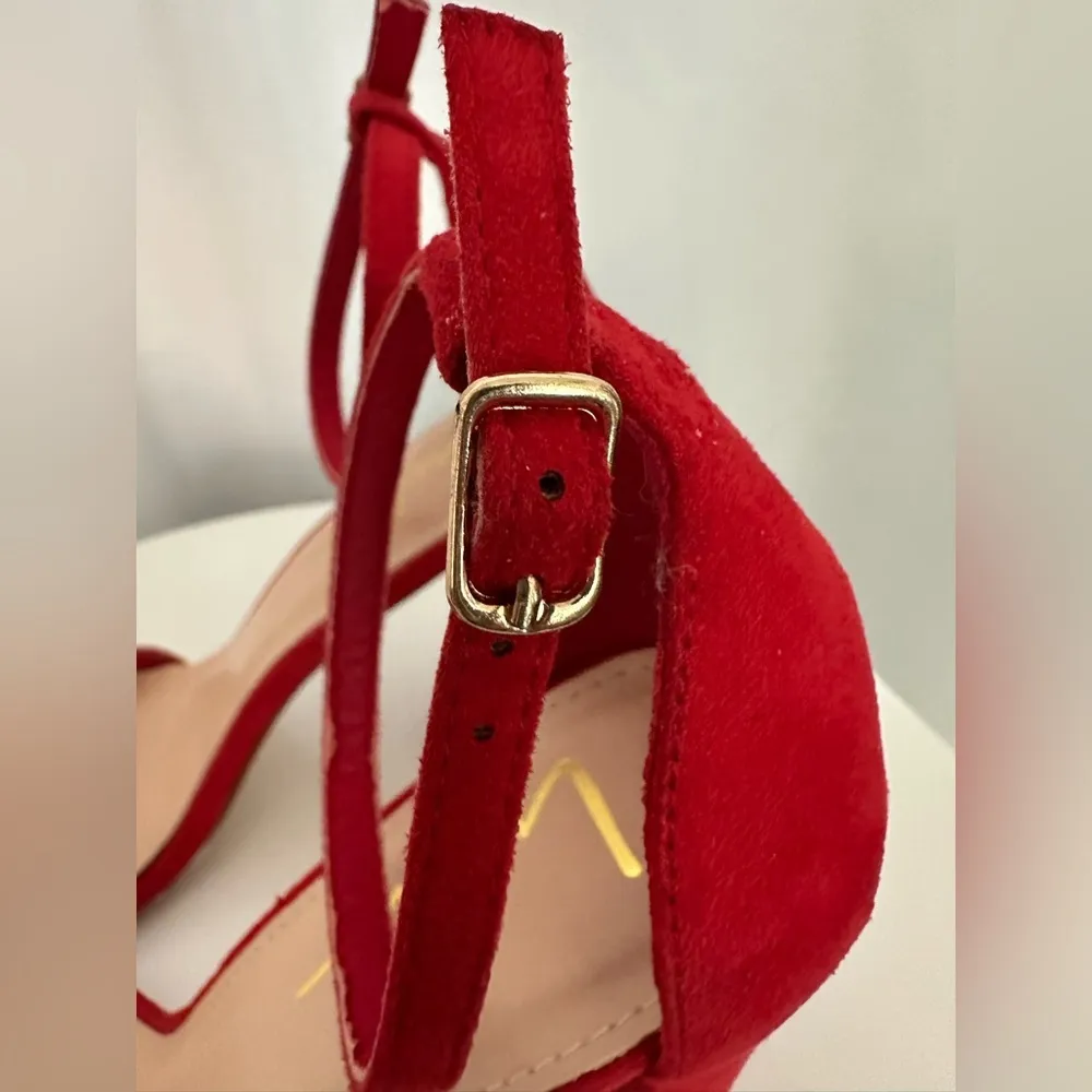 Lulu's Red Suede Ankle Strap Heels (SH90) - Image 6