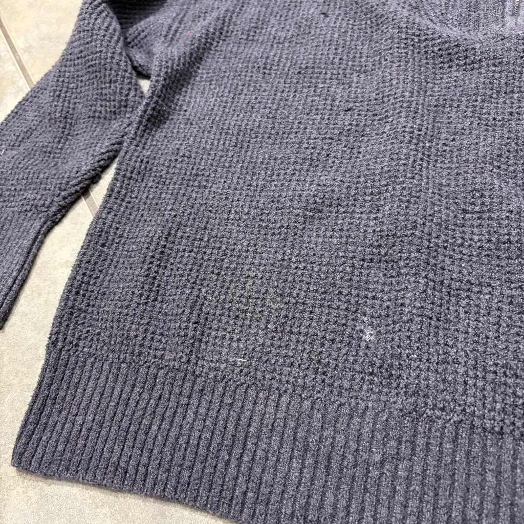 Aerie Women's Sweater CozyUp Waffle Knit Quarter Zip Gray Boxy Oversized Sz S - Image 4