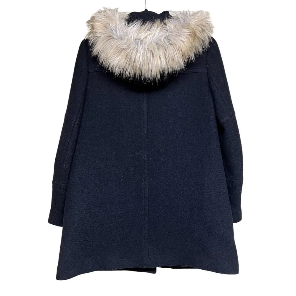 J. Crew Stadium Cloth Nello Gori Chateau Parka Wool Coat Hooded Black Women’s 6 - Image 2