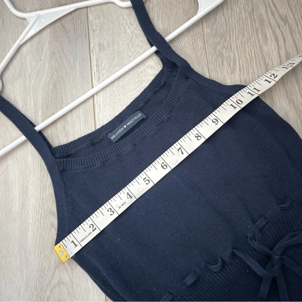 Brandy Melville Tank Top sandra knit ribbon womens Navy Blue (one size) coquette - Image 3