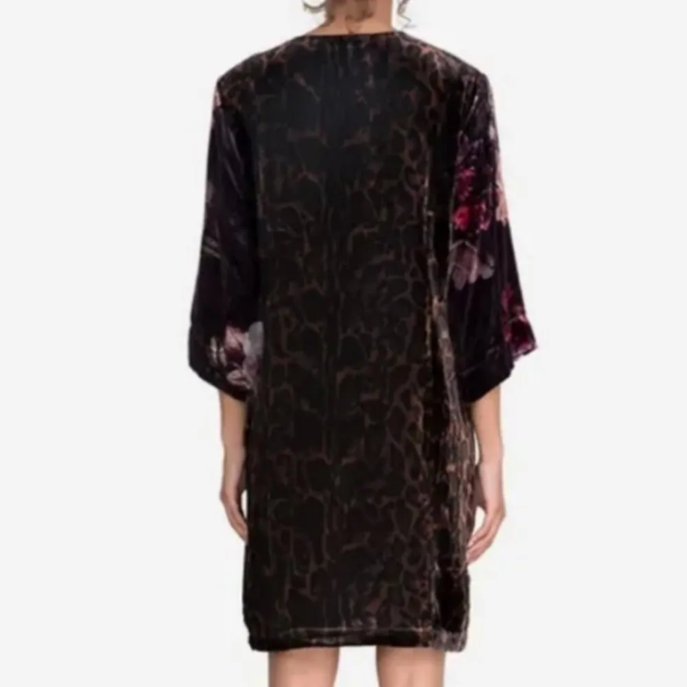 Johnny Was Kimono Dress NWT S Velvet Silk Leopard Animal Floral Print Multi - Image 11