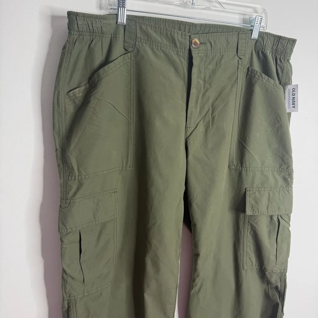 NWT Old Navy Women's Wide Leg Cargo Pant Alpine Full Length Mid Rise XL Green - Image 10