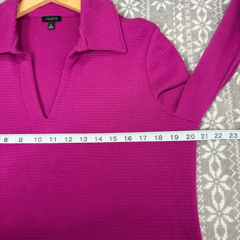 Talbots Ribbed Johnny Collar Sweatshirt In‎ Wild Aster Size Medium - Image 9