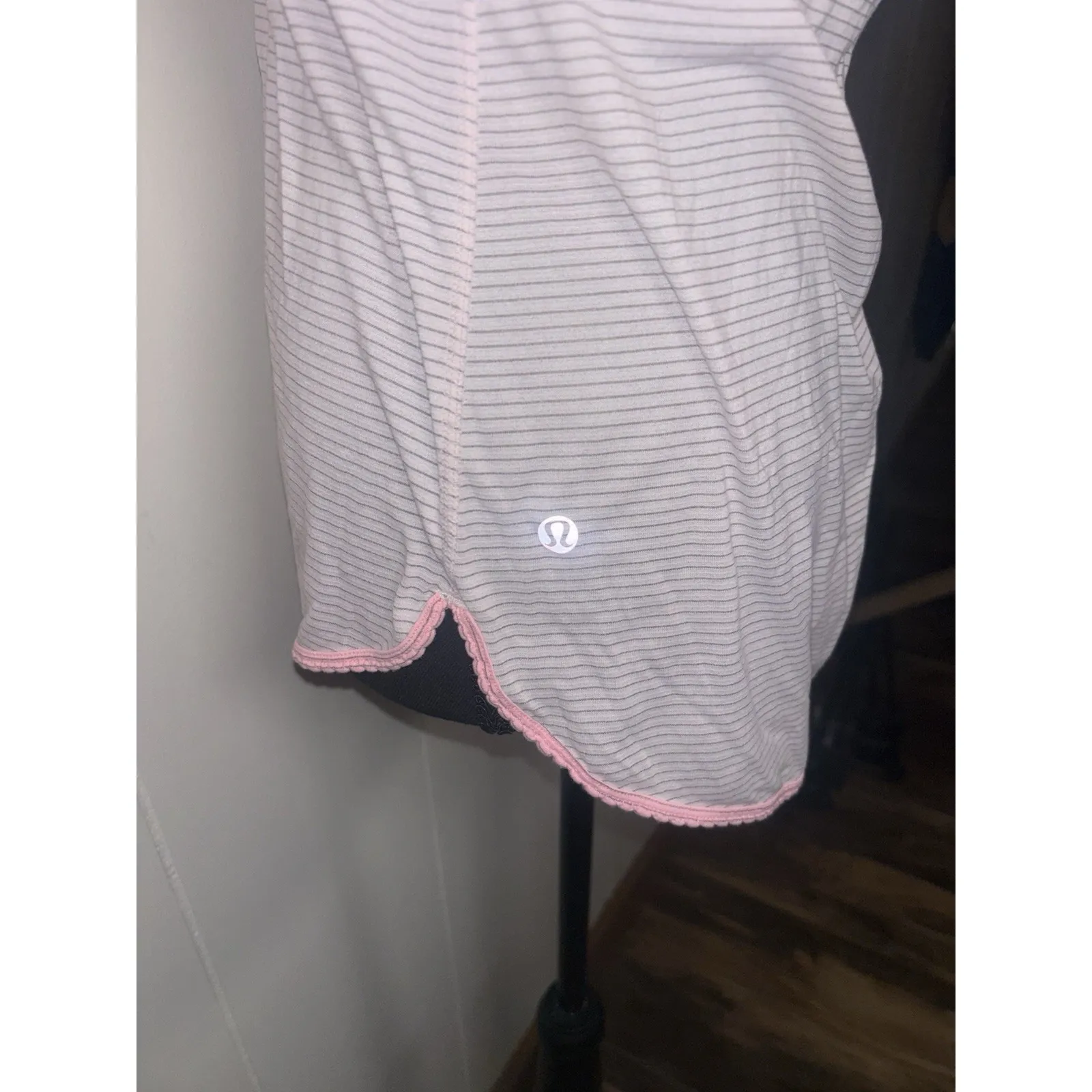 Lululemon What The Sport Singlet Racerback Tank Top pink white gray stripe 8 - Image 5