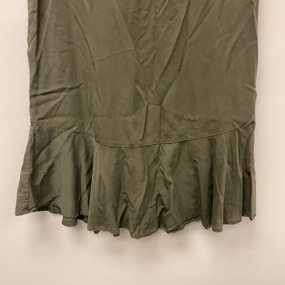 Nanette Leopore Cap Sleeve Ruffle Hem Olive Mini Dress SZ 10 - Image 4