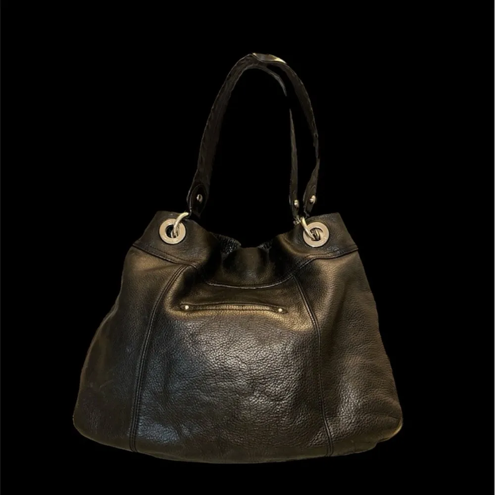 B Makowsky Black Leather Hobo Shoulder Bag Y2K
Animal Print Lining - Image 2