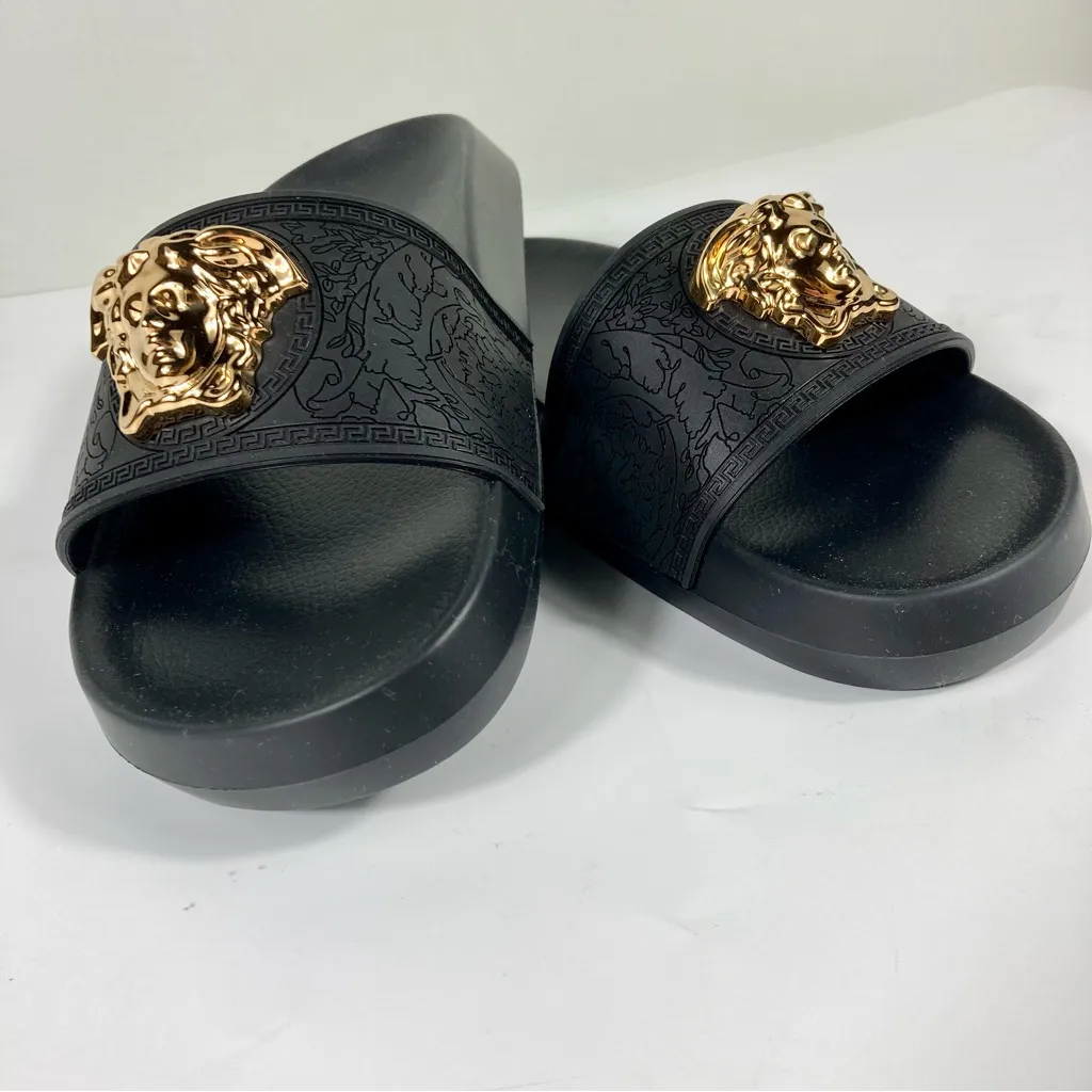 NWB Versace Palazzo Medusa Slide Sandal Black Size 37EU 1009461 DGOM8 KVO41 - Image 13