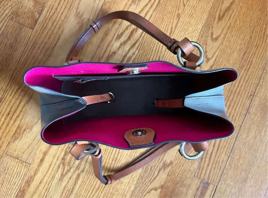 Dooney & Bourke small Briana Shoulder Tote Bag  in Elephant and Pink - Image 6