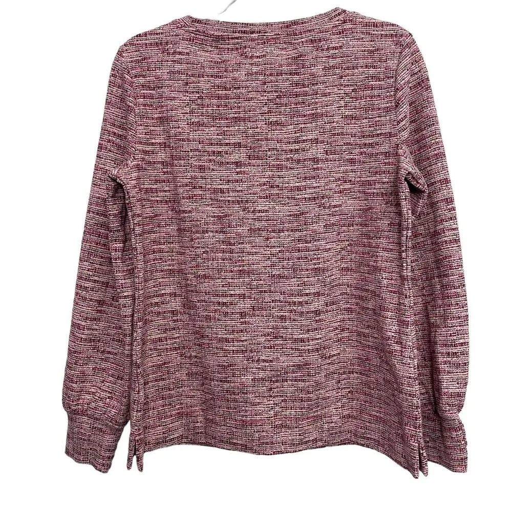 Talbots Women's Pink Tweed Pullover Jacket Size Medium Crewneck - Image 2