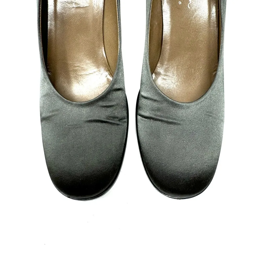 JOAN HELPERN steel gray satin heels, made in Italy, size 9 - Image 6