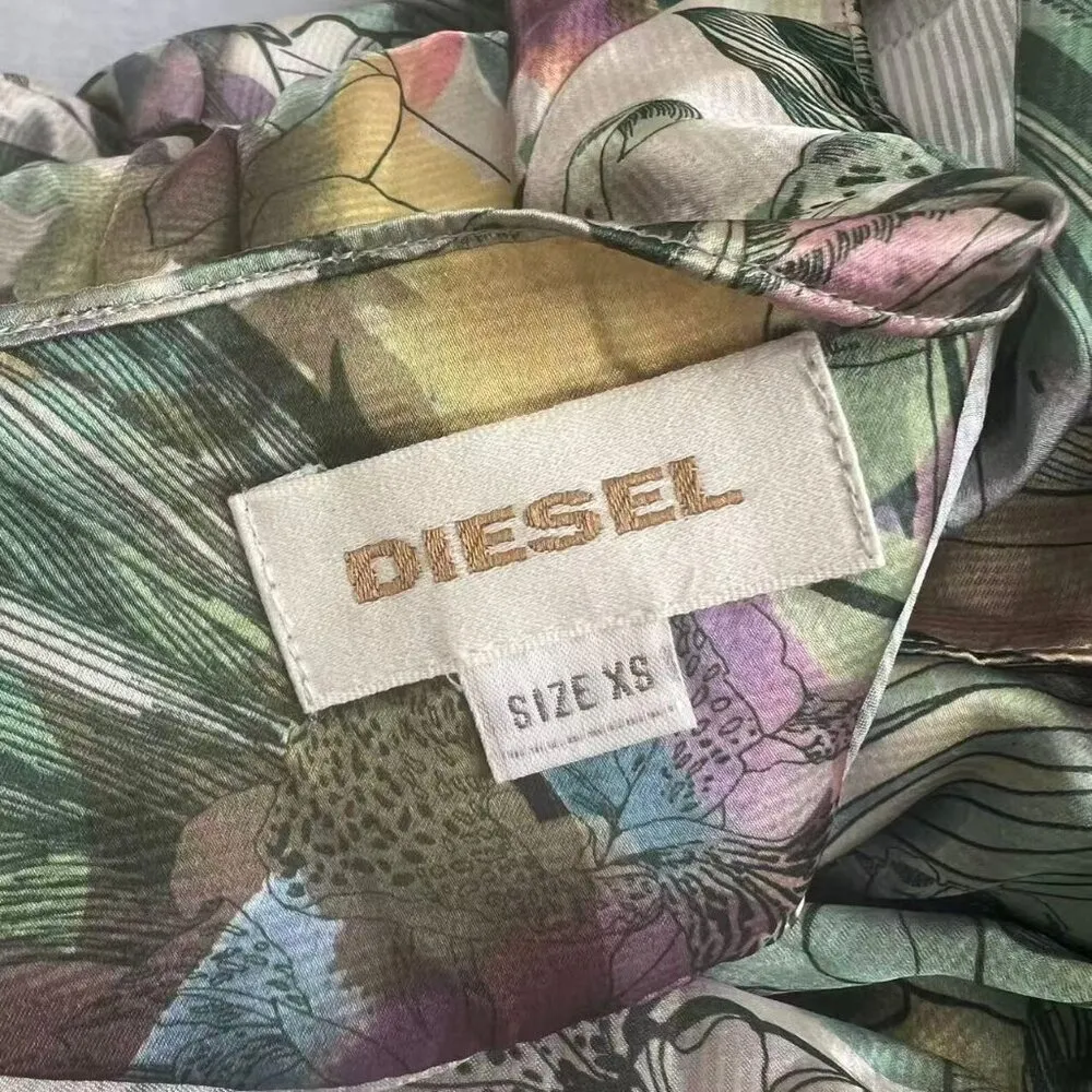 NWOT Diesel Women Floral Midi Dress Oversized Size XS Pocket - Image 3
