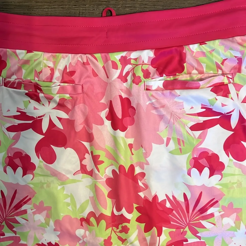 PGA Tour Women’s Cutout Floral Drawstring Pink Golf Athletic Skort Medium - Image 5
