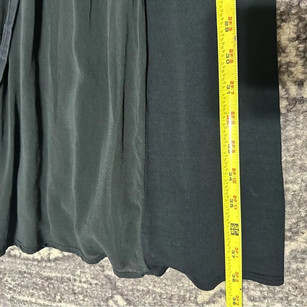 Theory Women’s Size P S Black Chiffon Grecian Gathered Front Tie Back Tank Dress - Image 9