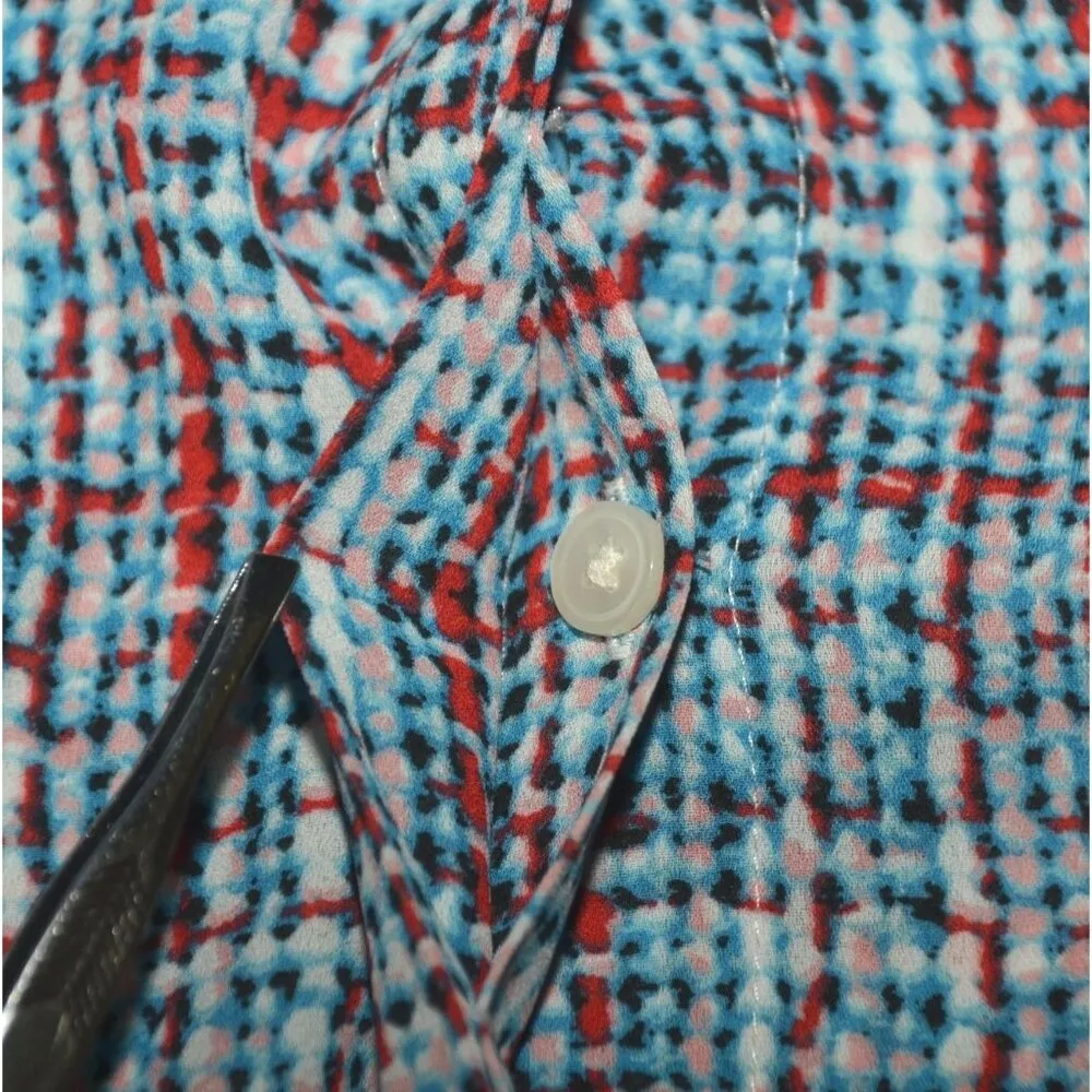 Talbots Mod Plaid Tweed Print Multicolor Blouse Top Ladies L Career Casual - Image 4