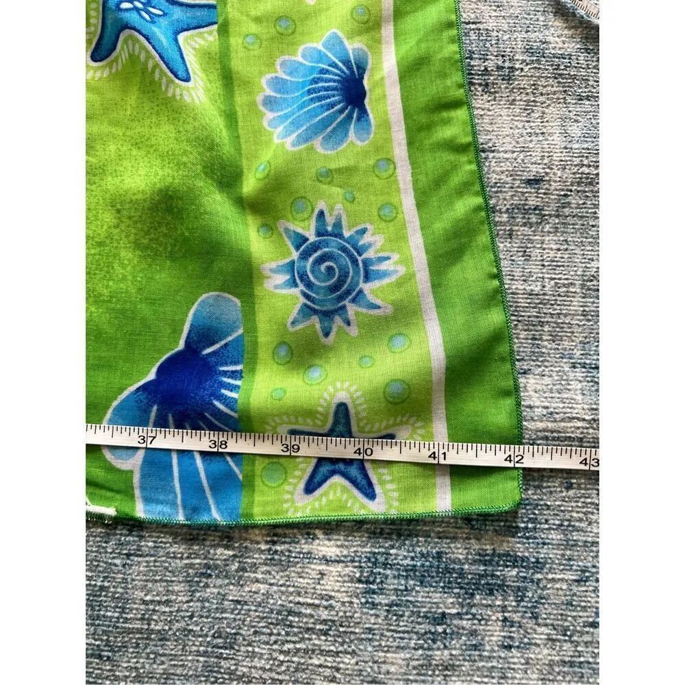 Bright Green Blue Seashell Ocean Semi Sheer Scarf - Image 5